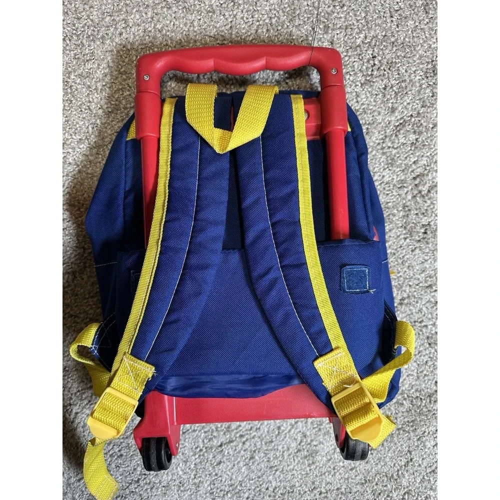 Thomas & Friends Rolling Backpack Blue Kids Travel Luggage Wheeled Book Bag